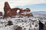 A bela formação da South Window, no Arches National Park, perto de Moab, em Utah, nos Estados Unidos